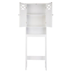 HAOYYE Double Door Fork Toilet Cabinet White, Bathroom Storage Organizer with Spacious Shelves and Durable Construction, Stylish Space-Saving Design for Efficient Bathroom Organization and Easy Access