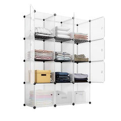 HAOYYE 12-Cube Storage Shelf Bookcase Toy Organizer Cabinet White Modern Home Organizer Durable Shelving Unit for Office Closet Living Room Space-Saving Versatile Design