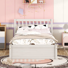 HAOYYE Wooden Twin Size Platform Bed Frame with Trundle for White Washed Color Sturdy Space-Saving Heavy Duty Modern Design Easy Assembly Durable Stylish Home Furniture Versatile