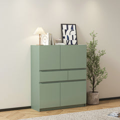 HAOYYE Green Wooden Storage Cabinet with 4 Doors and 2 Drawers, Sturdy Space-Saving Heavy Duty Modern Design, Ideal for Adults and Dorm Rooms, Easy Assembly, Stylish Bedroom Furniture