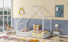 HAOYYE Twin Size Wooden House Bed, WHITE Sturdy Space-Saving Heavy Duty Modern Design Adults Dorm Room Easy Assembly Bedroom Furniture