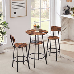 HAOYYE Round Bar Stool Set with Shelves, Stool with Backrest Sturdy Space-Saving Heavy Duty Design, Easy Assembly for Dorm Rooms, Bedrooms, and Modern Living Spaces
