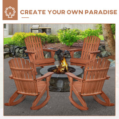 HAOYYE Teak Rocking Chair Made From Solid Weather-Resistant Fir Wood With Painted Finish, Featuring Wide Ergonomic Seat And Fan-Shaped Backrest For Superior Comfort, Slatted Design For Quick Drainage, Ideal For Porch Balcony Backyard Relaxation