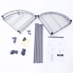 HAOYYE Fan-Shaped Carbon Steel Metal Assembly 4-Tier Storage Rack, Silver Gray, Soft Cozy Warm Flannel Fleece Home Decor, Luxury Comfortable Unique Design, Premium Quality Decorative Storage Unit for Living Room or Office