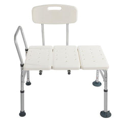 HAOYYE Medical Bathroom Safety Shower Chair Tub Transfer Bench with Back and Handle Wide Non-Slip Seat Adjustable Height Lightweight Aluminium Alloy Bath Stool for Seniors Adults