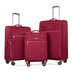 HAOYYE 4-Piece Set (16/20/24/28) ,Softshell Suitcase Spinner Wheels Terylene Luggage Sets Carry On Suitcase Luggage Lightweight Durable Suitcase Wine Red Sturdy Space-Saving Heavy Duty Modern Design