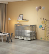 HAOYYE 3-In-1 Convertible Crib In Storm Grey, Made Of Sustainable Pinewood, Non-Toxic Finish, Comes With Locking Wheels, Wooden Nursery Furniture Sturdy Space-Saving Heavy Duty Modern Design Adults