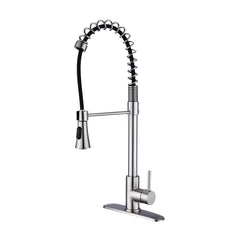 HAOYYE Brushed Nickle Single Handle Commercial Modern Spring High Arc Kitchen Faucet Sturdy Space-Saving Heavy Duty Modern Design Adults Dorm Room Easy Assembly Bedroom Furniture