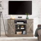 HAOYYE Farmhouse Classic Media TV Stand Antique Entertainment Console for TV up to 50" with Open and Closed Storage Space, Gray Wash, 47"W*15.5"D*30.75"H Sturdy Space-Saving Heavy Duty Modern Design