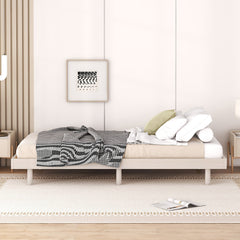 HAOYYE Modern Design Twin Size Floating Platform Bed Frame for White Washed Color Sturdy Space-Saving Heavy Duty Easy Assembly Durable Stylish Home Furniture Versatile