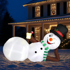 HAOYYE 9.8 FT Inflatable Lighted Christmas Lying Snowman Outdoor Holiday Yard Lawn Garden Decorations Built-In LED Lights Funny Festive Blow Up Décor for Party Front Porch Display