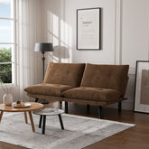 HAOYYE Leather Feel Brown Convertible Folding Sofa Bed, Sturdy Space-Saving Heavy Duty Modern Design for Adults Dorm Room Easy Assembly Bedroom Furniture