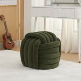Haoyye Modern Chenille Fabric Knot Design Ottoman Makeup Stool Footstool, Comfortable and Stylish Seat, Perfect for Living Room and Bedroom, Space-Saving Heavy Duty Construction, Durable Furniture for Adults Dorm Room