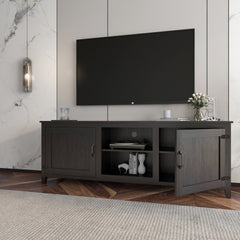 HAOYYE TV Stand Storage Media Console Entertainment Center,Tradition Black,with doors Sturdy Space-Saving Heavy Duty Modern Design Adults Dorm Room Easy Assembly Bedroom Furniture