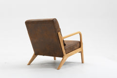 HAOYYE Mid Century Modern Accent Chair with Wood Frame, Upholstered Living Room Chairs with Waist Cushion, Reading Armchair for Bedroom Sunroom Sturdy Space-Saving Heavy Duty Modern Design Adults