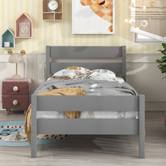 HAOYYE Twin Bed with Headboard and Footboard,Grey Sturdy Space-Saving Heavy Duty Modern Design Adults Dorm Room Easy Assembly Bedroom Furniture