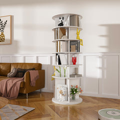 HAOYYE 6-Tier Rotating Shoe Rack Tower 360° Spinning Shoe Organizer With High Bottom Design Free Standing Lazy Susan Storage For Shoes Boots Hats Fits 24 Pairs White Modern Home Decor