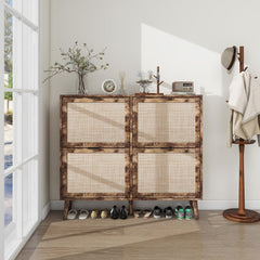 HAOYYE 4 Door Shoe Rack, Freestanding Modern Shoe Storage Cabinet, for Entryway Sturdy Space-Saving Heavy Duty Modern Design Easy Assembly Durable Stylish Home Furniture Versatile