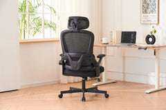 HAOYYE Ergonomic Mesh Office Chair with High Back Desk Design, 3D Armrests, Up And Down Lumbar Support, Swivel Computer Task Chair with Adjustable 2D Headrest and Tilt Function, Sturdy Space-Saving Heavy Duty Chair for Home and Office Use