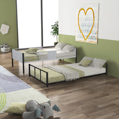 HAOYYE Metal Twin over Twin Bunk Bed with Vent Board/ Heavy-duty Sturdy Metal/ Noise Reduced/ Safety Guardrail/ CPC Certified Space-Saving Heavy Duty Modern Design Adults Dorm Room Easy Assembly