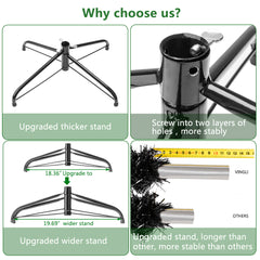 HAOYYE Black PVC Christmas Tree with 1600 Branch Tips, Full Lifelike Artificial Pine Tree for Holiday Home, Office, Party Décor, Sturdy Metal Stand, Easy Setup and Durable Design