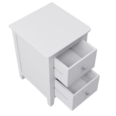 HAOYYE Solid Wood Nightstand with 2 Drawers, White Modern End Table, Sturdy Space-Saving Heavy Duty Design, Ideal for Bedroom or Dorm Room, Easy Assembly