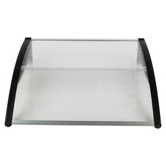 HAOYYE Black Door and Window Rain Cover Eaves Canopy, Durable ABS and Polycarbonate Construction with Aluminum Brackets, Easy to Install and Remove, Washable and Quick Dry, Perfect for Home Exterior Decoration and Weather Protection