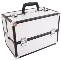 HAOYYE Aluminum Alloy Makeup Train Case Jewelry Box Organizer, Silver, Durable and Space-Saving Storage Solution with a Modern Design, Versatile for Everyday Use, Premium Quality and Stylish Appearance for Home Essentials