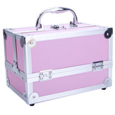 HAOYYE Aluminum Makeup Train Case Jewelry Box, Pink Cosmetic Organizer with Mirror, Durable Space-Saving Storage Solution, Stylish Design, Versatile Use for Travel, Home, or Salon, Premium Quality, Modern and Convenient