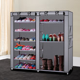 HAOYYE Non-Woven Fabric Shoe Rack, 6-Row 2-Line Organizer with 12 Compartments, Durable and Space-Saving Storage Solution, Modern Design, Premium Quality, Versatile Use for Home, Living Room, and Bedroom, Stylish Gray Color