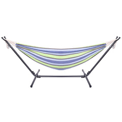 Haoyye Portable Outdoor Polyester Hammock Set with Stand and Carry Bag Lightweight Foldable Hanging Bed for Patio Backyard Porch Garden Camping Travel Relaxing and Lounging Hammock for Indoor Outdoor Use