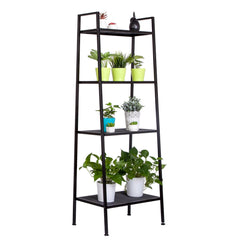 HAOYYE Sturdy 4-Tier Black Bookshelf, Durable and Stylish Space-Saving Home Organizer, Modern Storage Solution for Living Room or Bedroom