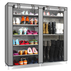 HAOYYE Double Rows 9-Lattice Combination Shoe Cabinet, Gray Durable Space-Saving Shoe Organizer, Modern Design, Versatile Storage Solution for Shoes, Accessories, and Home Essentials, Stylish Look for Living Room, Bedroom, or Entryway