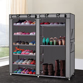 HAOYYE Double Rows 9-Lattice Combination Shoe Cabinet, Gray Durable Space-Saving Shoe Organizer, Modern Design, Versatile Storage Solution for Shoes, Accessories, and Home Essentials, Stylish Look for Living Room, Bedroom, or Entryway