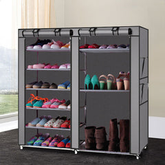 HAOYYE Double Rows 9-Lattice Combination Shoe Cabinet, Gray Durable Space-Saving Shoe Organizer, Modern Design, Versatile Storage Solution for Shoes, Accessories, and Home Essentials, Stylish Look for Living Room, Bedroom, or Entryway
