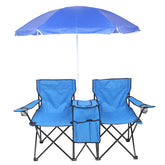 HAOYYE Portable Outdoor 2-Seat Folding Chair with Removable Sun Umbrella, Lightweight and Durable Folding Lounge Chair for Fishing, Sunbathing, and Outdoor Relaxation