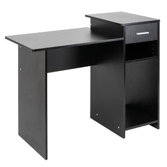 HAOYYE High-Quality Integrated Melamine Board Computer Desk with Drawer, Modern Black Office Desk for Home Workstation, Sturdy and Durable Writing Table with Storage for Study and Living Room