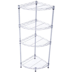 HAOYYE Fan-Shaped Carbon Steel Metal Assembly 4-Tier Storage Rack, Silver Gray, Soft Cozy Warm Flannel Fleece Home Decor, Luxury Comfortable Unique Design, Premium Quality Decorative Storage Unit for Living Room or Office