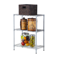 HAOYYE Concise 3-Tier Carbon Steel & PP Storage Rack – Durable Silver Organizer With Adjustable Shelves, Space-Saving Design For Kitchen, Garage, Office, And Home Use – Sturdy, Rust-Resistant, Modern And Stylish, Easy Assembly, Premium Quality