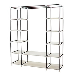 HAOYYE 69" Portable Clothes Closet Wardrobe Organizer, Non-Woven Fabric, Extra Strong and Durable, Beige, Space-Saving Storage Solution, Modern Design for Bedroom, Easy to Assemble, Stylish and Versatile Storage Cabinet for Clothing and Accessories