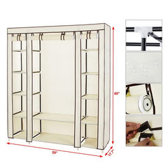 HAOYYE 69" Portable Clothes Closet Wardrobe Organizer, Non-Woven Fabric, Extra Strong and Durable, Beige, Space-Saving Storage Solution, Modern Design for Bedroom, Easy to Assemble, Stylish and Versatile Storage Cabinet for Clothing and Accessories