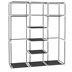 HAOYYE Portable Clothes Closet Non-Woven Fabric Wardrobe with Double Rods, Durable Black Space-Saving Storage Organizer, Modern Design, Versatile Use, Premium Quality, and Stylish Look
