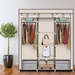HAOYYE 69" Portable Clothes Closet with Double Rod, Non-Woven Fabric Wardrobe, Durable Space-Saving Organizer, Modern Design Storage Solution for Bedroom, Closet, Living Room, or Entryway, Premium Quality, Stylish Look for Versatile Use