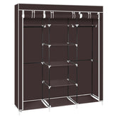 HAOYYE 69-Inch Portable Double-Rod Closet Organizer, Durable Dark Brown Fabric Wardrobe, Space-Saving Storage Solution for Clothes and Accessories, Stylish and Modern Design, Sturdy Non-Woven Fabric Construction
