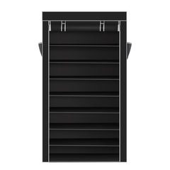 HAOYYE 10-Tier Shoe Rack with Dustproof Cover, Closet Shoe Storage Cabinet Organizer, Black, Durable Space-Saving Solution, Modern Design, Versatile Use, Premium Quality, Stylish Look for Home, Bedroom, Entryway, and Closet Storage