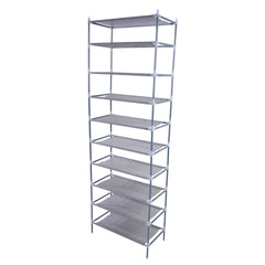 HAOYYE 10-Tier Gray Non-Woven Fabric Shoe Rack, Durable and Stylish Space-Saving Organizer with Modern Design, Perfect for Bedroom, Living Room, or Entryway; Premium Quality, Easy Assembly, and Versatile Storage Solution for All Types of Shoes