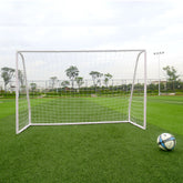 HAOYYE Professional PVC Tube Soccer Goal White Portable Plastic Football Net with Ground Stakes and Durable Frame for Outdoor Training Backyard Practice Beach Sports Shooting Game Team Use