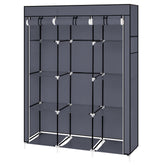 HAOYYE 67" Portable Closet Organizer with 10 Shelves, Extra Space, Quick Assembly, Gray, Durable Space-Saving Storage Solution, Modern Design, Versatile Use for Bedroom, Walk-In Closet, and Small Spaces
