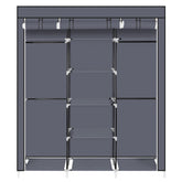 HAOYYE Portable Clothes Closet, Non-Woven Fabric Wardrobe with Double Rods, Durable and Space-Saving Organizer, Modern Design for Versatile Storage, Premium Quality, Stylish Gray Finish for Home Organization