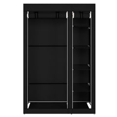 DE Direct HAOYYE Portable Clothes Closet Wardrobe with Non-Woven Fabric Cover and Hanging Rod Easy to Assemble Freestanding Storage Organizer for Bedroom Entryway or Dorm Use Black Modern Fabric Wardrobe